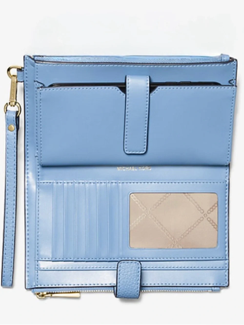 Michael Kors Light Blue Wallet Wristlet with Gold Hardware - Picture 3 of 3